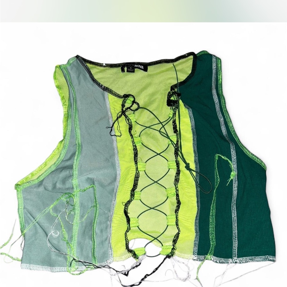 Fashion Nova Green Patchwork Tank Top